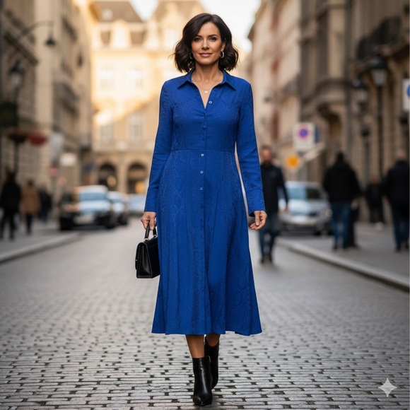 Theyskens' Theory Dresses & Skirts - Theyskens’ Theory Sz 4 Blue Snake Print Ling Sleeves Dress